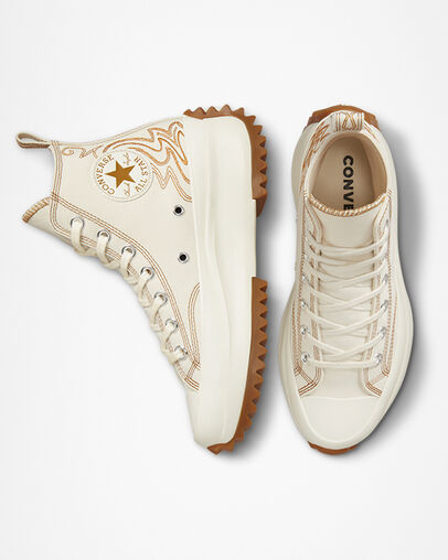 Run Star Hike Platform Western Embroidery Egret/Dark Soba/Gum Honey, Top and Side View