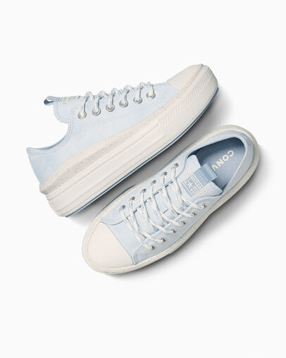 Chuck Taylor All Star Move Platform Washed Canvas Cloudy Daze Blue/Egret/Rainy Daze, Angled View