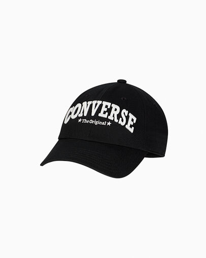 Heritage Graphic 6 Panel Baseball Hat Converse Black, Front View