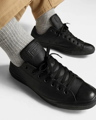 Chuck Taylor All Star Leather Black Mono, Outer Side View