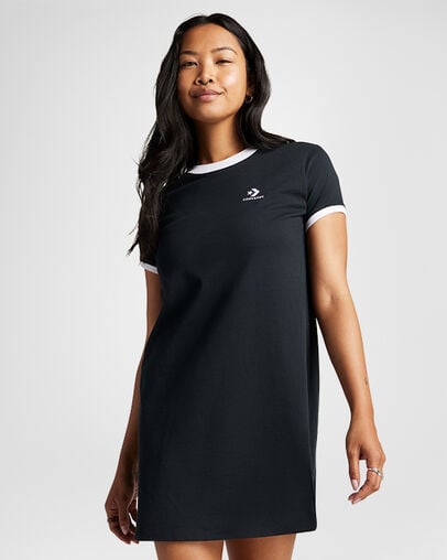 Retro Chuck Taylor T-Shirt Dress Converse Black, Front View