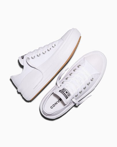 Chuck Taylor All Star Move Canvas Platform White/White/White, Angled View