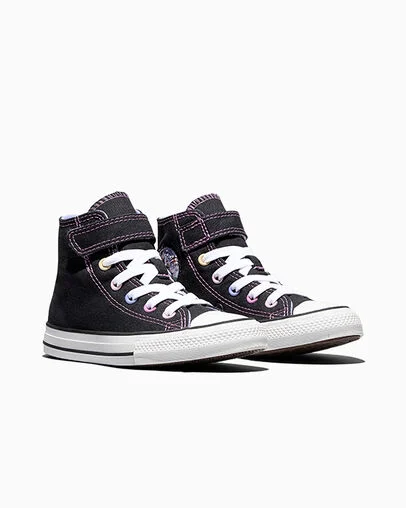 Chuck Taylor All Star Beads Easy-On Black/White/Very Peri Purple, Top and Side View