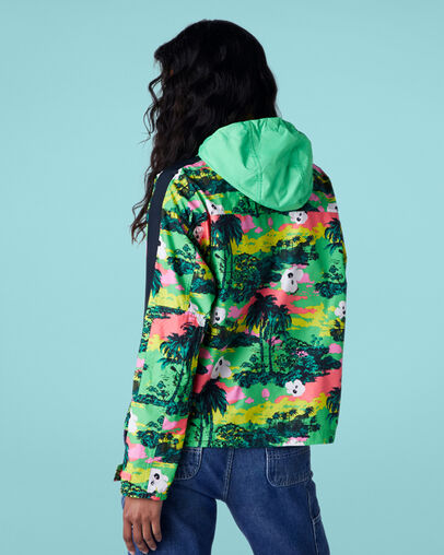 Printed Packable Hooded Anorak Acid Green Multi