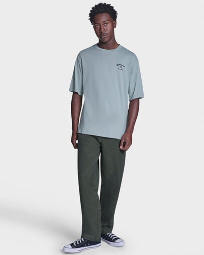 Heritage Wordmark Relaxed T-Shirt Thyme Again Green, Full Body View