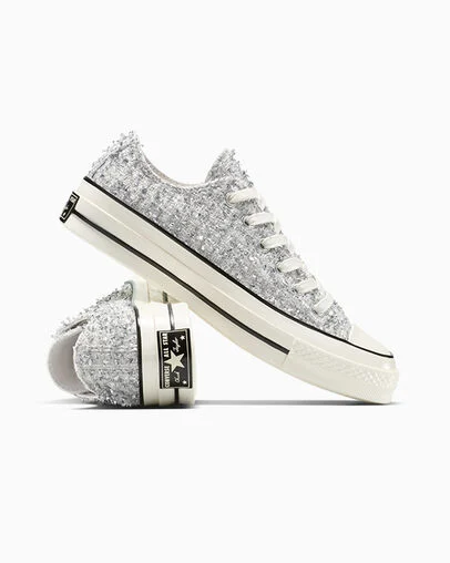 Chuck 70 Metallic Tweed Barely Grey/Egret/Black, Detail Angle View