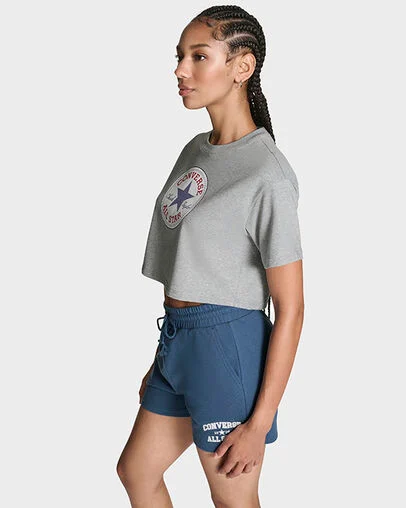 Chuck Taylor All Star Patch Cropped T-Shirt Vintage Grey Heather, Full Body View