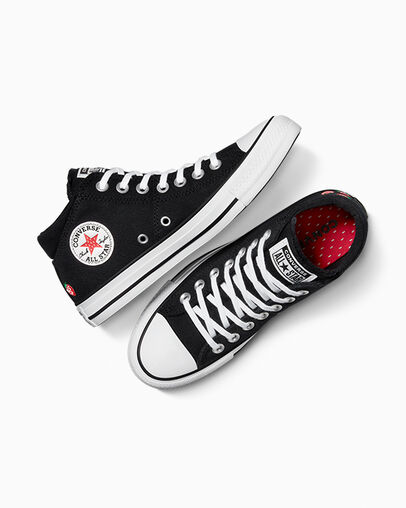 Chuck Taylor All Star Madison Embroidered Strawberries Black/Soft Red/Green, Angled View