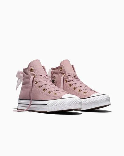 Chuck Taylor All Star EVA Lift Platform Velvet Bows Petal Pit/Black/White, Top and Side View