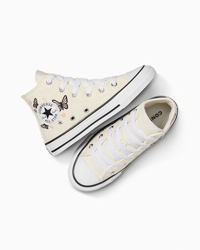 Chuck Taylor All Star Butterflies Egret/Black/White, Angled View