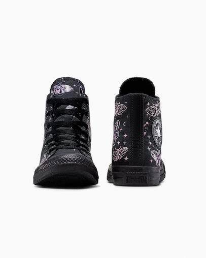 Chuck Taylor All Star Glow In The Dark Moths Black/Black/Cliffside Rose, Heel View