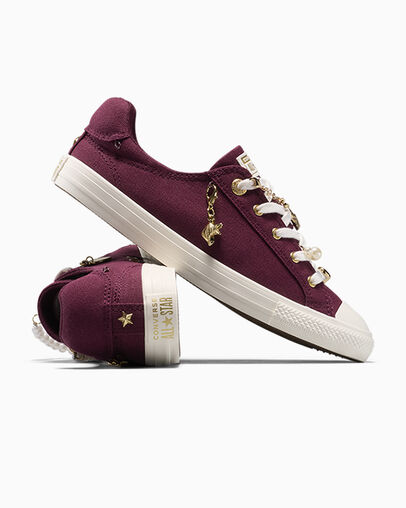 Chuck Taylor All Star Dainty Lucky Charms Deep Bordeaux/Egret/Gold, Detail Angle View