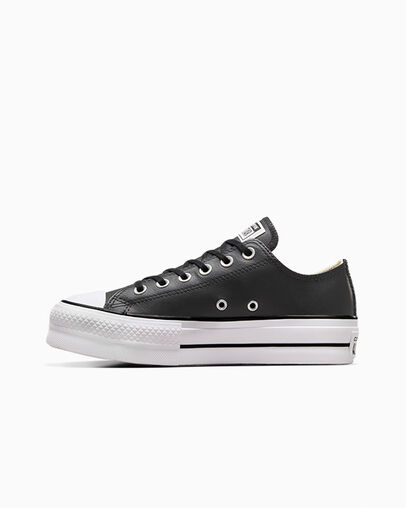 Chuck Taylor All Star Leather Platform Black/Black/White, Inner Side View