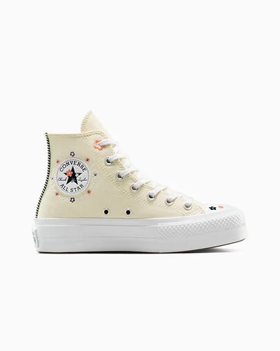 Chuck Taylor All Star Lift Platform Petite Petals Light Dune/White/Vintage Peach, Outer Side View