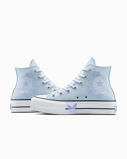 Chuck Taylor All Star Lift Platform Butterflies Blue Supermoon/White/Black, Detail Angle View