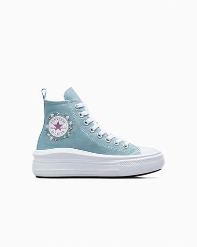 Chuck Taylor All Star Move Embroidered Florals Cocoon Blue/White, Outer Side View