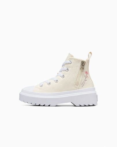 Chuck Taylor All Star Lugged Lift Platform Flowers Easy On Egret/White/Pink Phase, Inner Side View