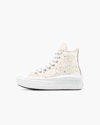 Chuck Taylor All Star Move Platform Confetti Egret/White/Neon Salmon, Inner Side View