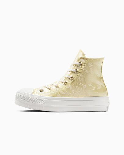 Chuck Taylor All Star Lift Platform Golden Butterfly Lemon Drop/Vintage White/Egret, Inner Side View