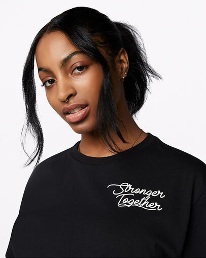 Stronger Together Relaxed Crew Neck Short Sleeve T-Shirt Converse Black, Detail View