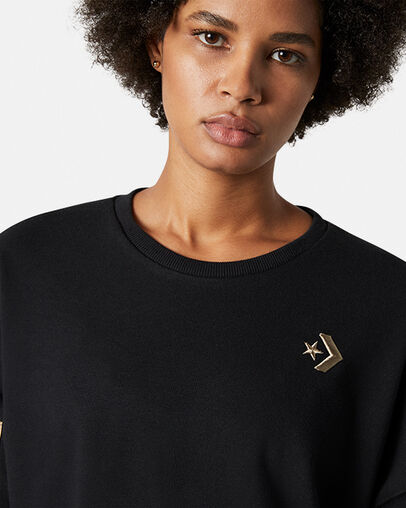 Colorblock Shine Oversized Crew Converse Black