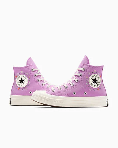 Chuck 70 Little Flowers Grape Fizz/Egret/Egret, Detail Angle View