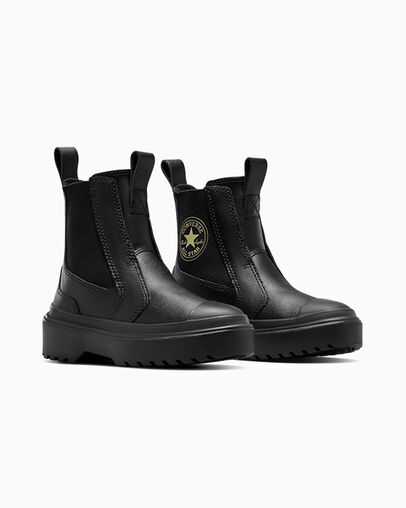 Chuck Taylor All Star Lugged Chelsea Boot Black/Black/Black, Top and Side View