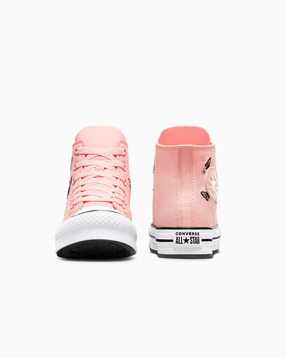Chuck Taylor All Star EVA Lift Butterflies Soft Peach/White/Black, Heel View