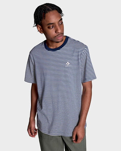 Feeder Stripe T-Shirt Navy/White, Front View