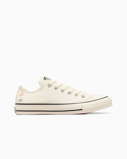 Chuck Taylor All Star Embroidered Little Flowers Egret/Egret/Black, Outer Side View