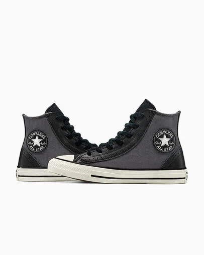Chuck Taylor All Star Fleece Lined Dark Matter/Black/Egret, Detail Angle View
