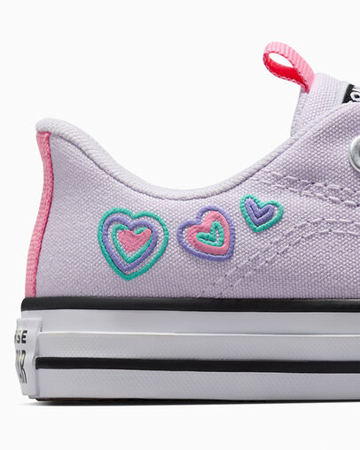 Chuck Taylor All Star Rave Hearts Vapor Violet/Oops Pink/ White, Detail Angle View