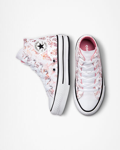 Chuck Taylor All Star EVA Lift Platform Butterfly Shine White/Madder Pink/Black, Top and Side View