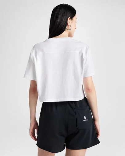 Sporty Boxy T-Shirt White, Back View