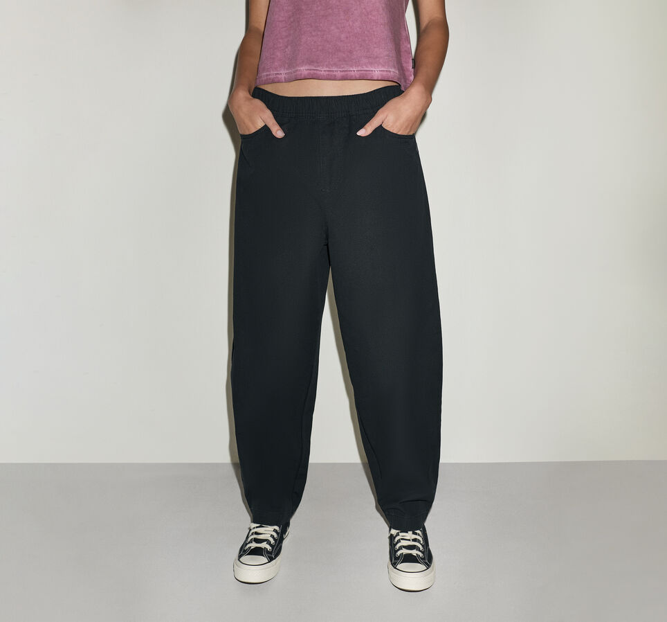 Barrel Leg Canvas Joggers Converse Black