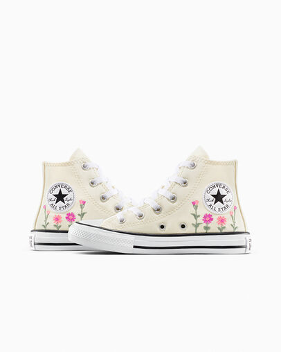 Chuck Taylor All Star Embroidered Florals Egret/Lt Jellyfish Jitter, Detail Angle View