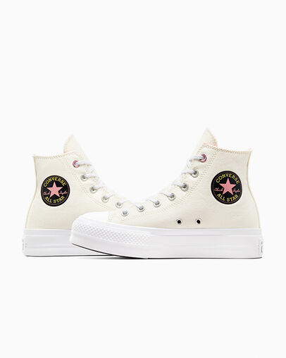 Chuck Taylor All Star Lift Platform Alchemy Embroidery Egret/Black/Ritual Rose, Detail Angle View
