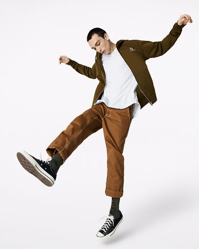 Star Chevron Embossed Full-Zip Surplus Olive