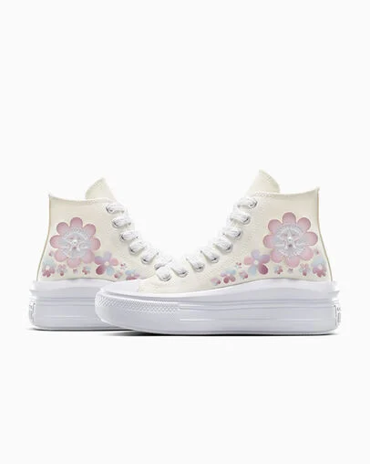 Chuck Taylor All Star Move Platform Gradient Flowers Egret/Orchid Dust, Detail Angle View