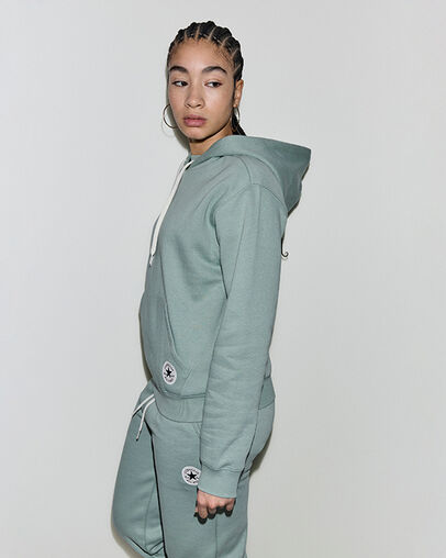 Chuck Taylor Patch Pullover Hoodie Thyme Again Green, Back View