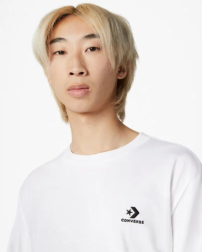 Converse Go-To Embroidered Star Chevron Standard-Fit T-Shirt White, Detail View