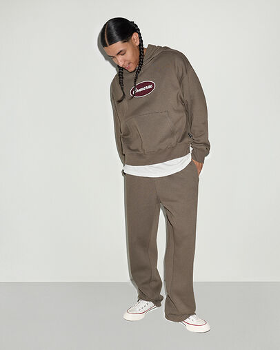 Converse Garage Full-Zip Fleece Hoodie Truffle