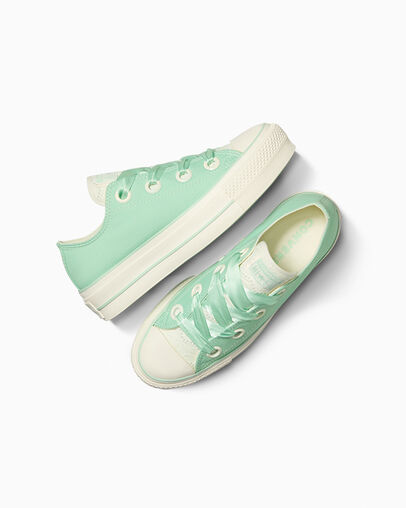 Chuck Taylor All Star Lift Matte Satin Sticky Aloe Green/Egret/Egret, Angled View