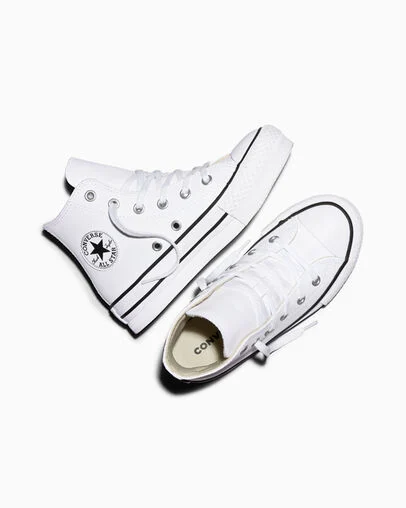 Chuck Taylor All Star EVA Lift Platform Leather White/Natural Ivory/Black, Angled View