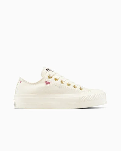 Chuck Taylor All Star Lift Platform Cosmic Embroidery Egret/Egret/Egret, Outer Side View