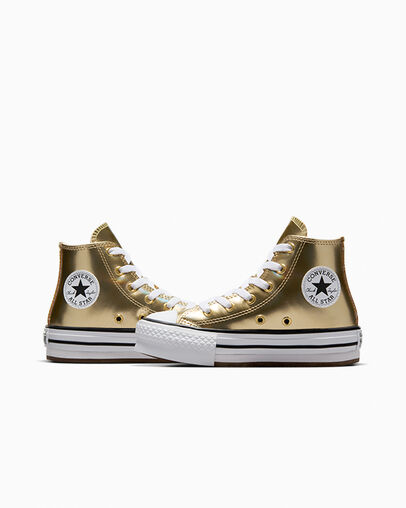 Chuck Taylor All Star EVA Lift Platform Metallic Metallic Light Gold/White, Detail Angle View