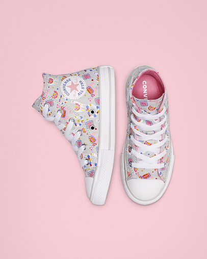 Llama Party Chuck Taylor All Star Mouse/Coastal Pink/White