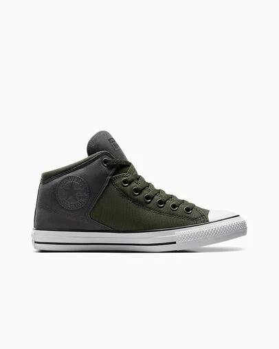 Chuck Taylor All Star High Street Suede & Canvas Cave Green/Dark Matter/White, Outer Side View