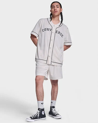 Converse Relaxed Baseball Jersey Converse Egret, Full Body View