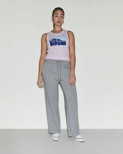 French Terry Front Seam Pants Vintage Grey Heather, Full Body View